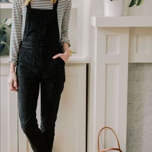 Madewell Black Velvet Overalls